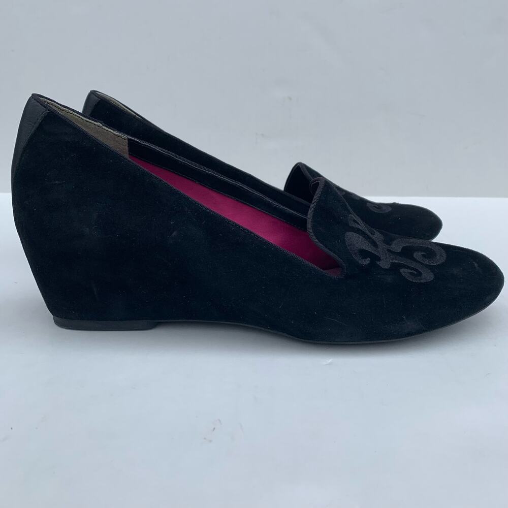 Hush Puppies Black Monogram Smoking Slippers Heels Pumps Leather Slip On 11 43 - Picture 3 of 10